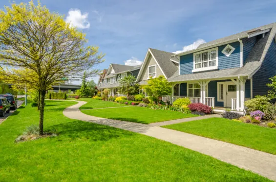 Row of charming houses in one of the many affordable neighborhoods in Kansas