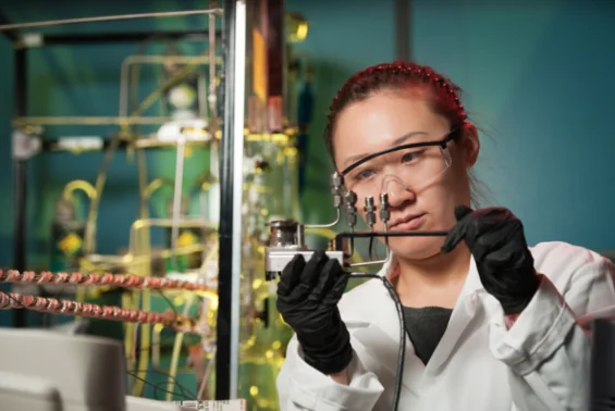 A Kansas engineer fine tunes her work.